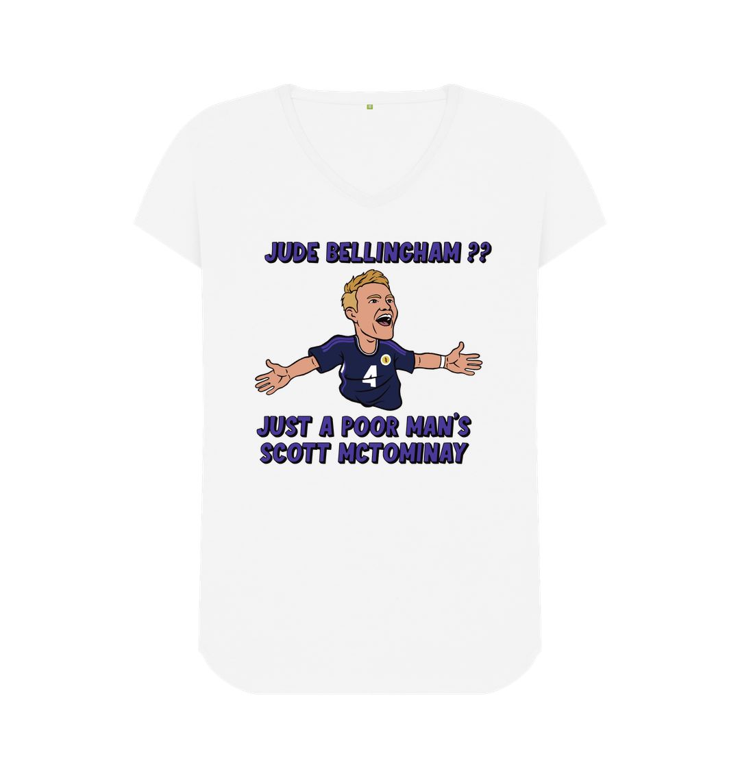 White Scotland Euro 2024 Ladies v-neck Scott McTominay T-shirt