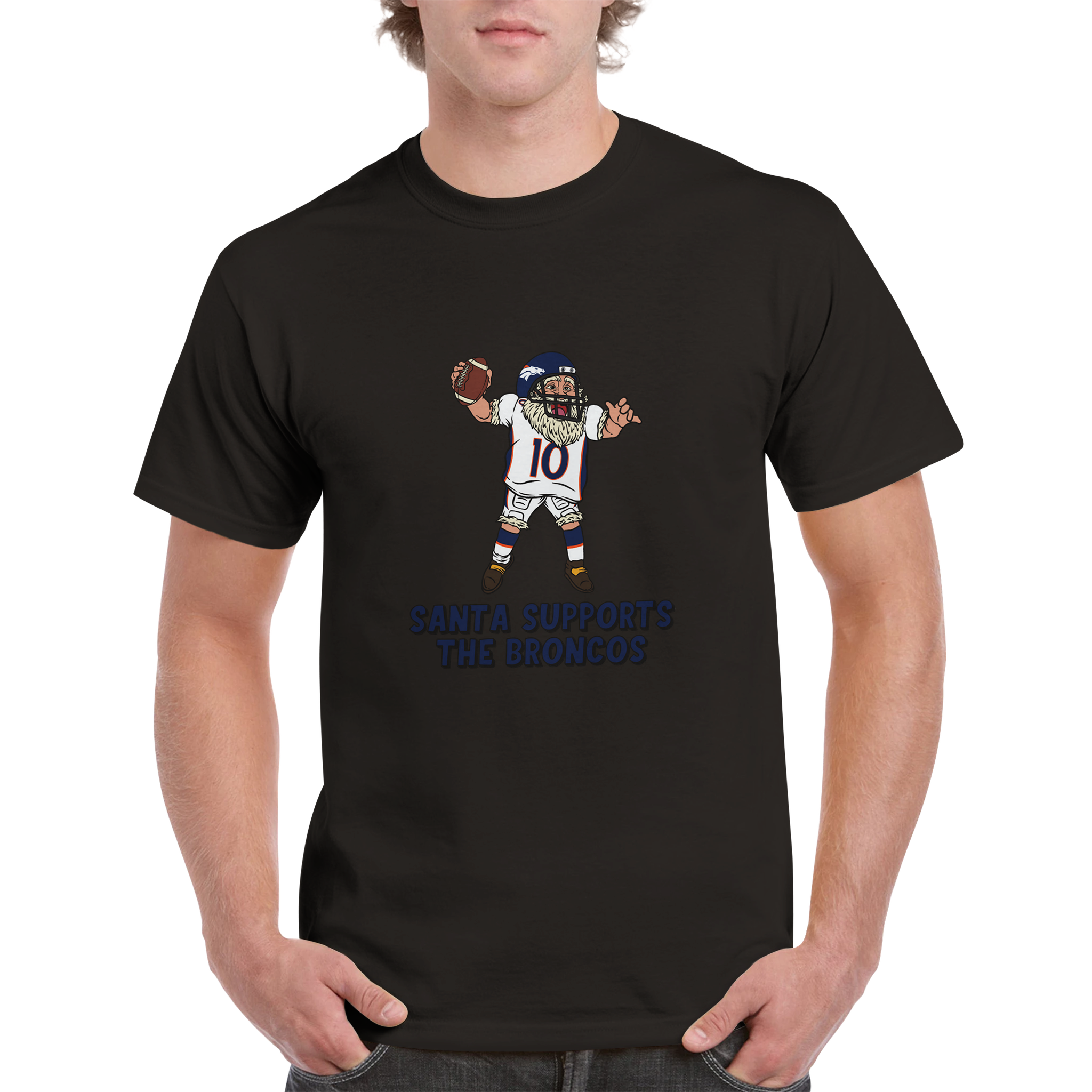 Denver Broncos Unisex Crewneck Santa T-shirt