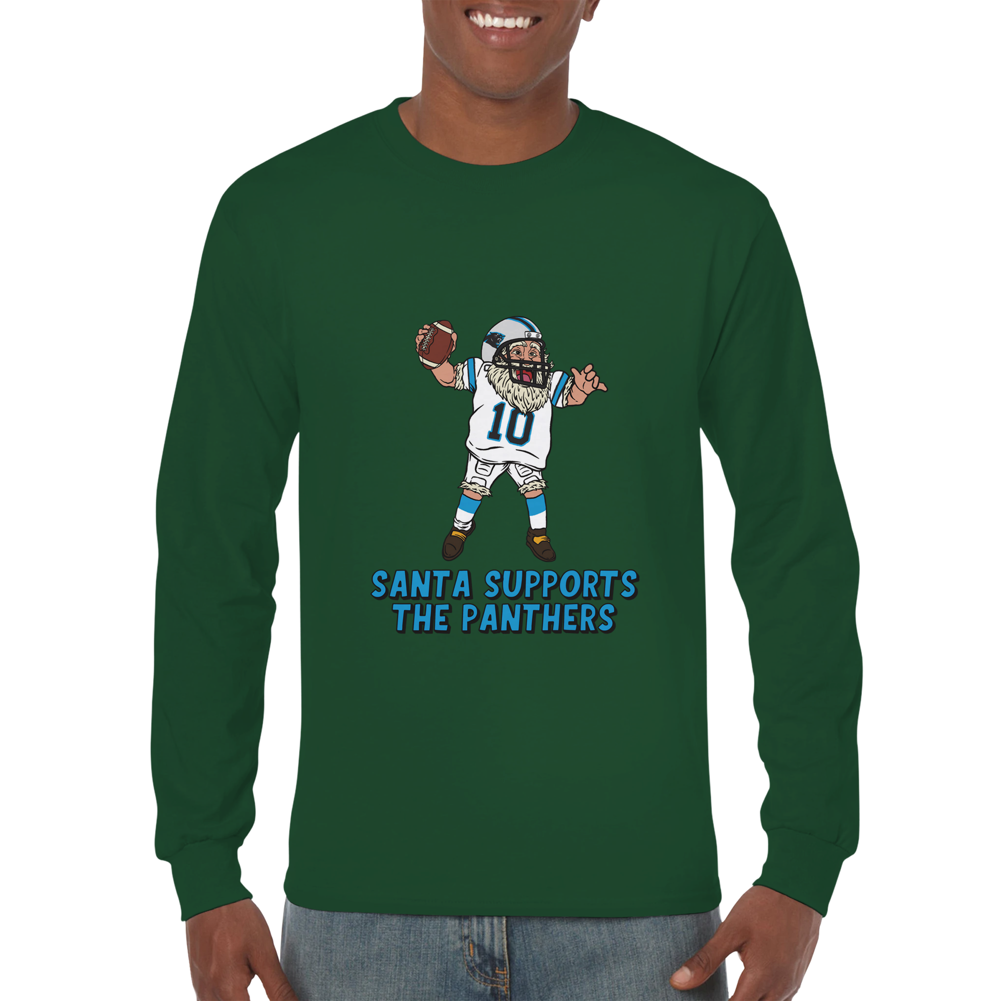 Carolina Panthers Unisex Longsleeve Santa T-shirt