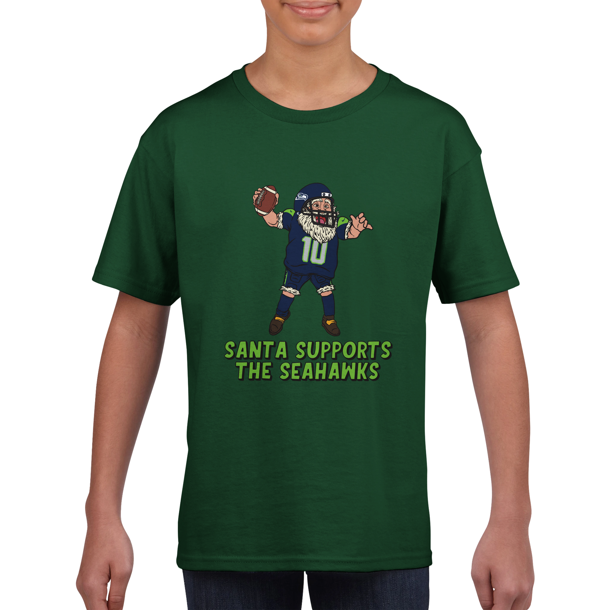 Seattle Seahawks Kids Crewneck Santa T-shirt