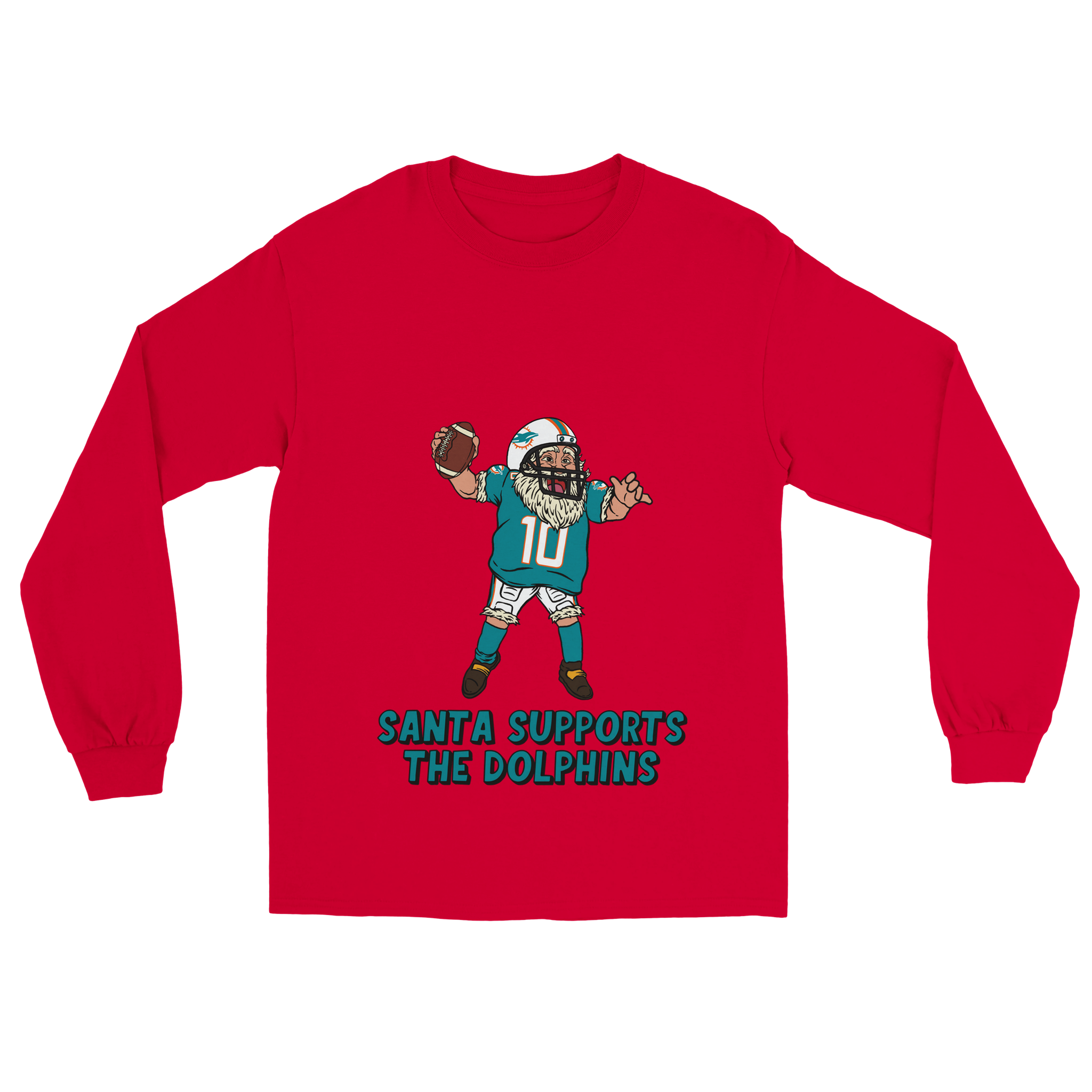 Miami Dolphins Unisex Longsleeve Santa T-shirt
