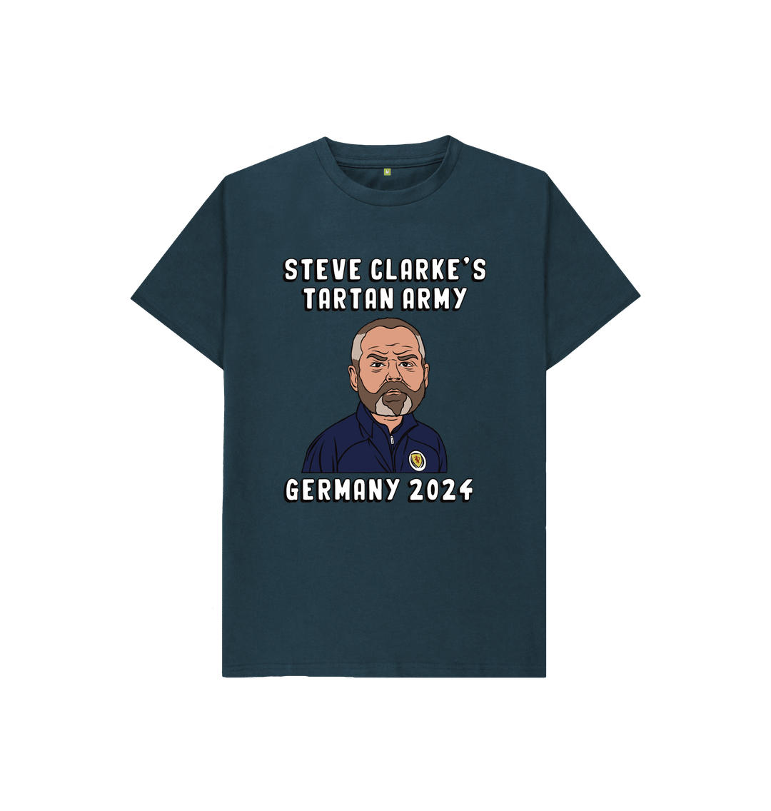 Denim Blue Steve Clarke's Tartan Army Euro 2024 Kid's Scotland T-shirt