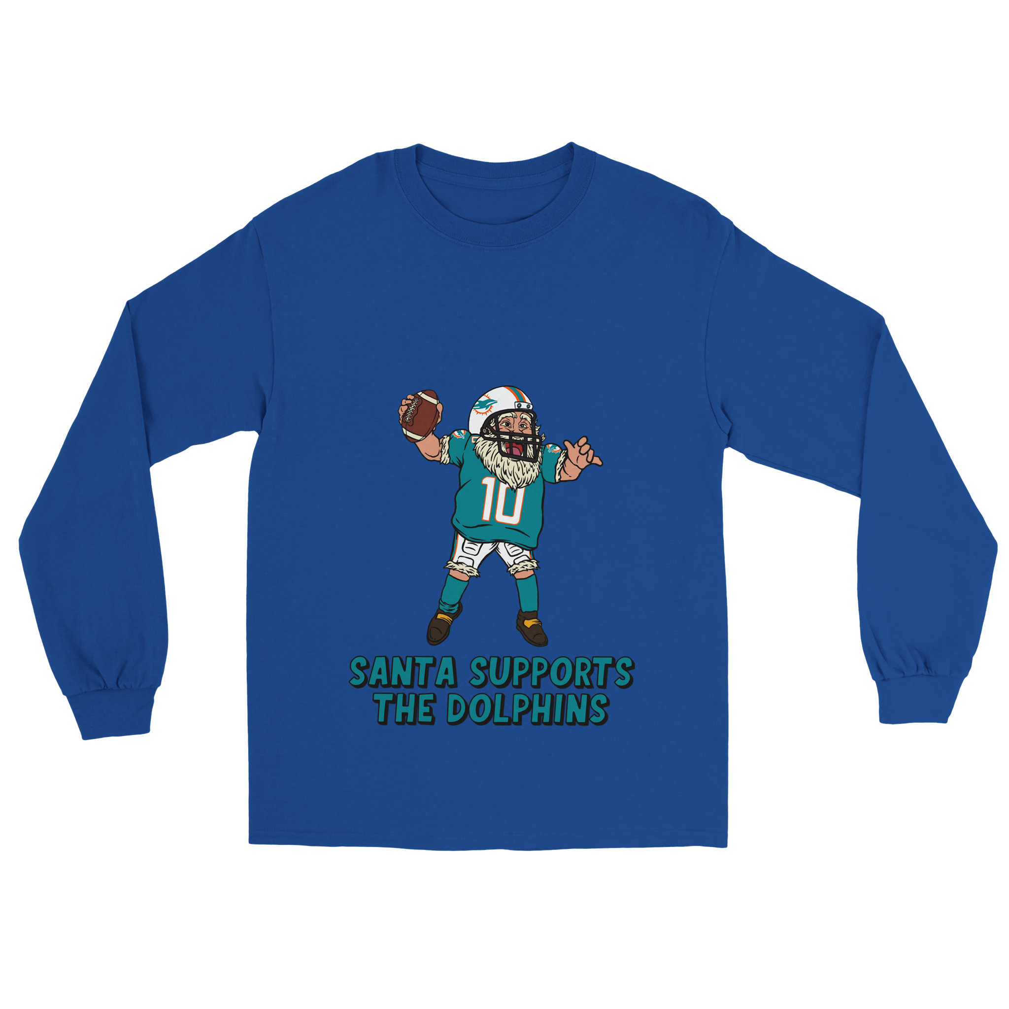 Miami Dolphins Unisex Longsleeve Santa T-shirt