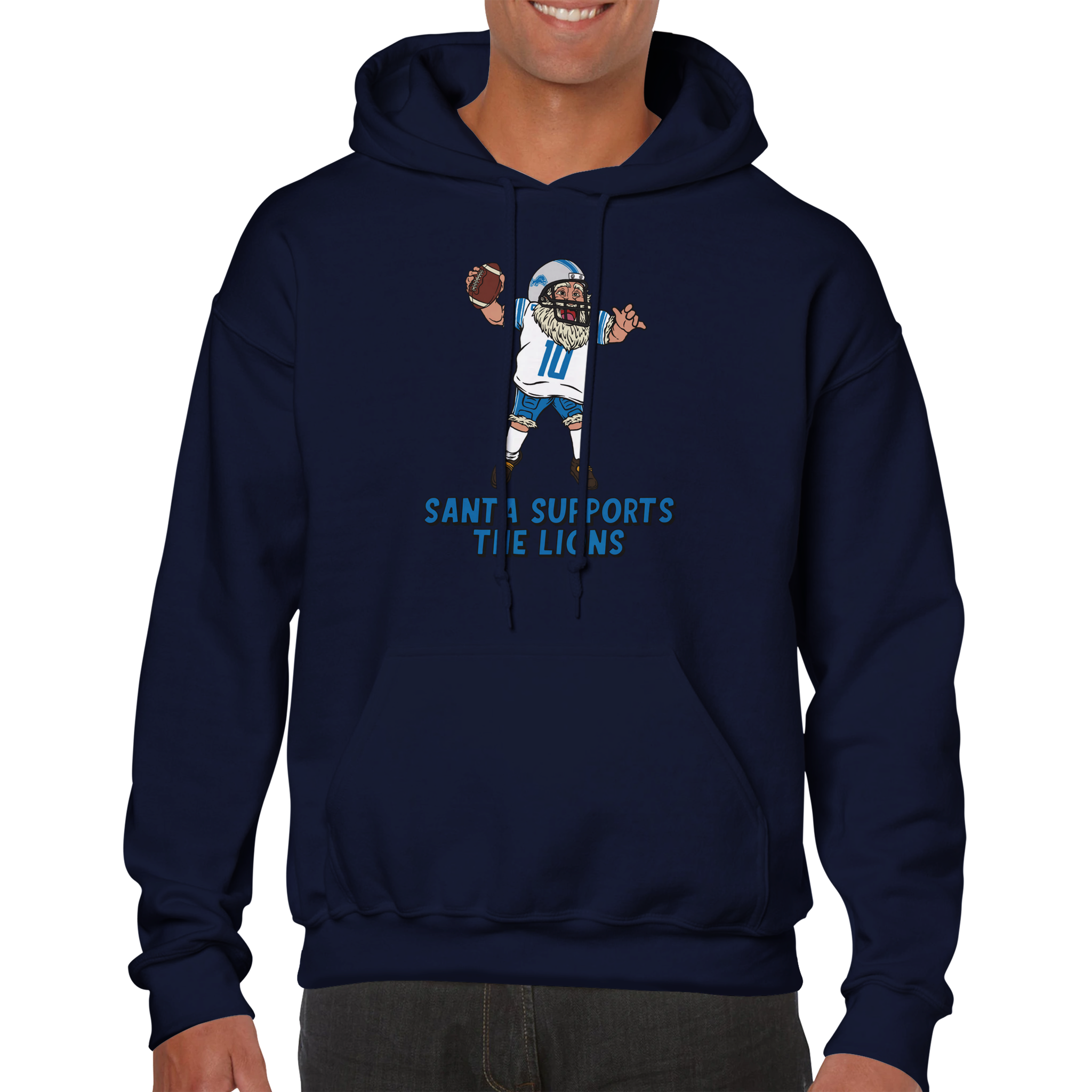 Detroit Lions Unisex Pullover Santa Hoodie
