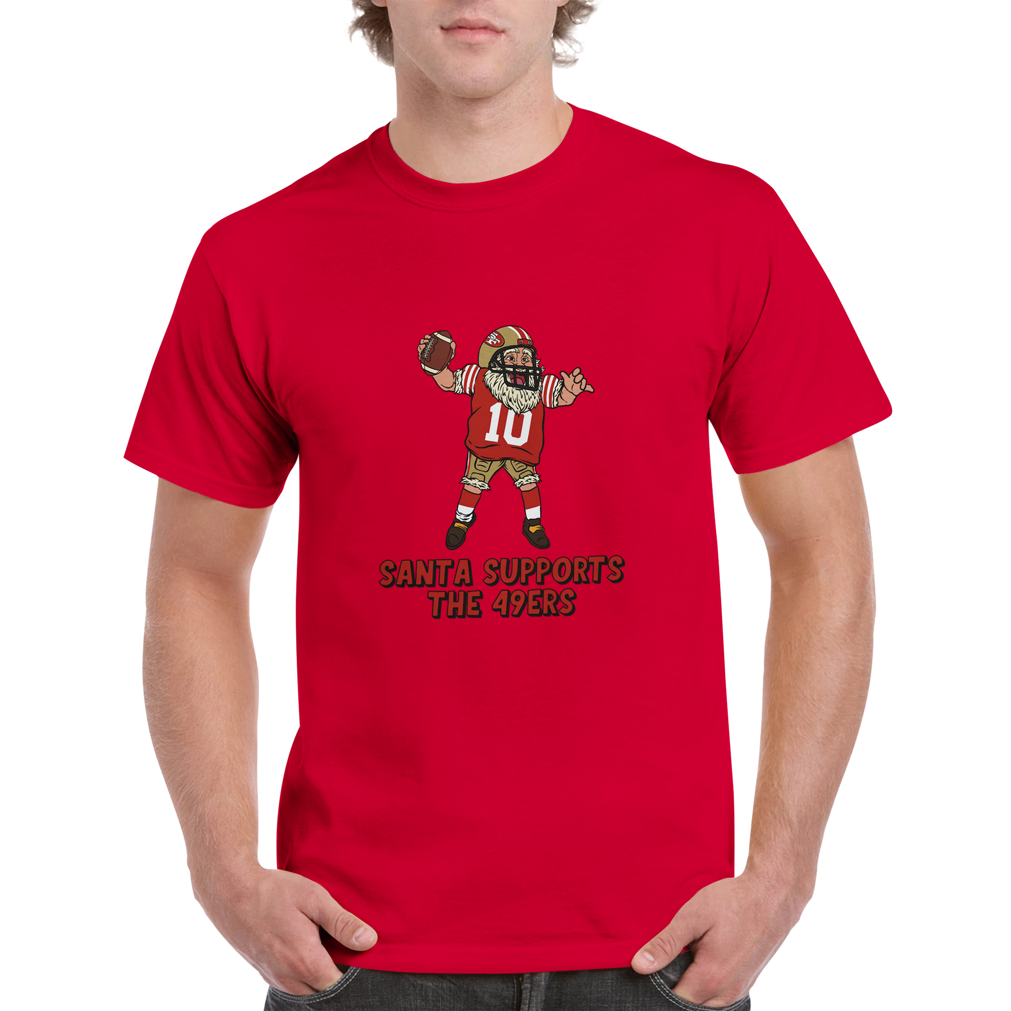 San Francisco 49ers Unisex Crewneck Santa T-shirt