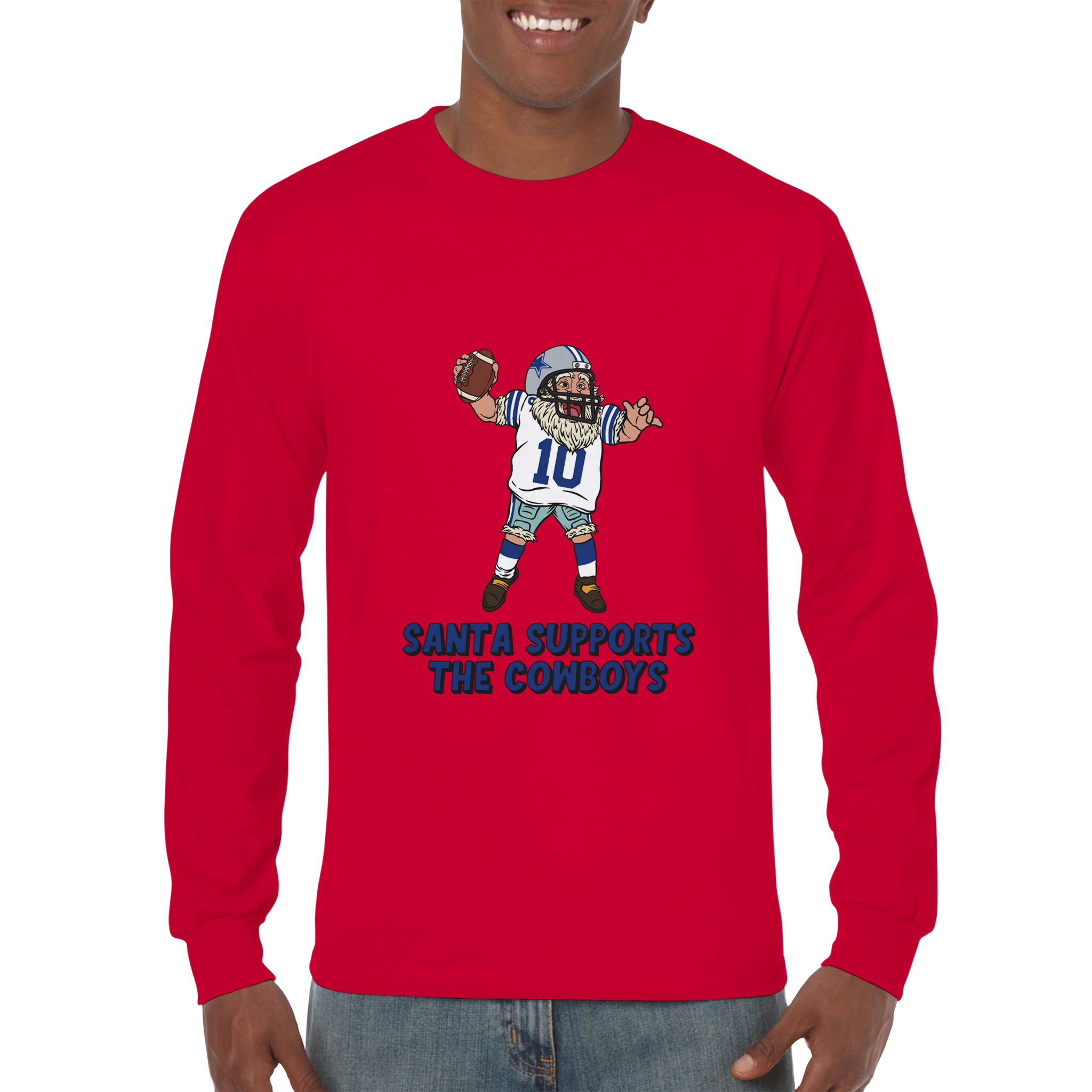 Dallas Cowboys Unisex Longsleeve Santa T-shirt