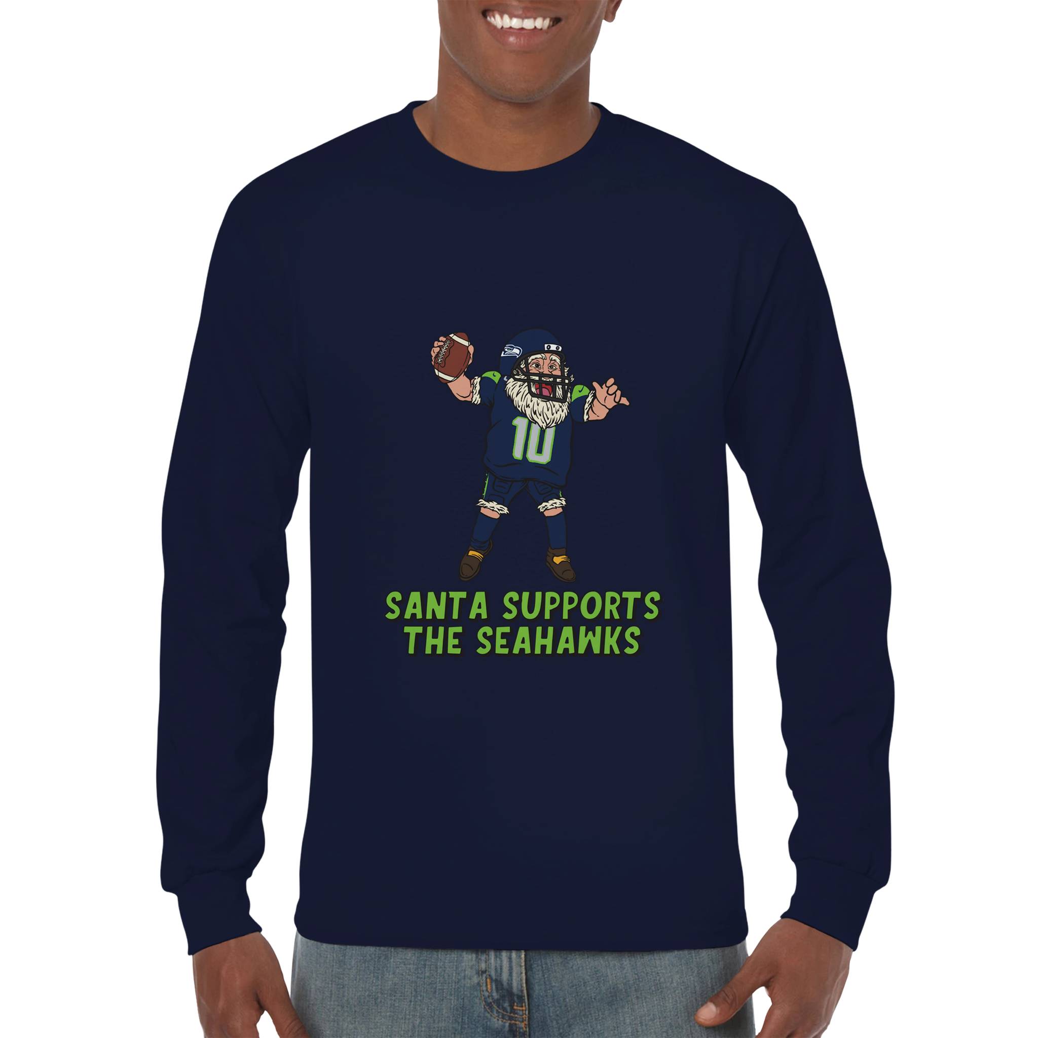 Seattle Seahawks Unisex Longsleeve Santa T-shirt