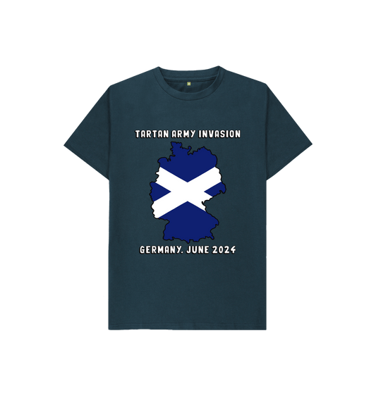Denim Blue Kids Scotland Euro 2024 T-shirt Tartan Army Invasion