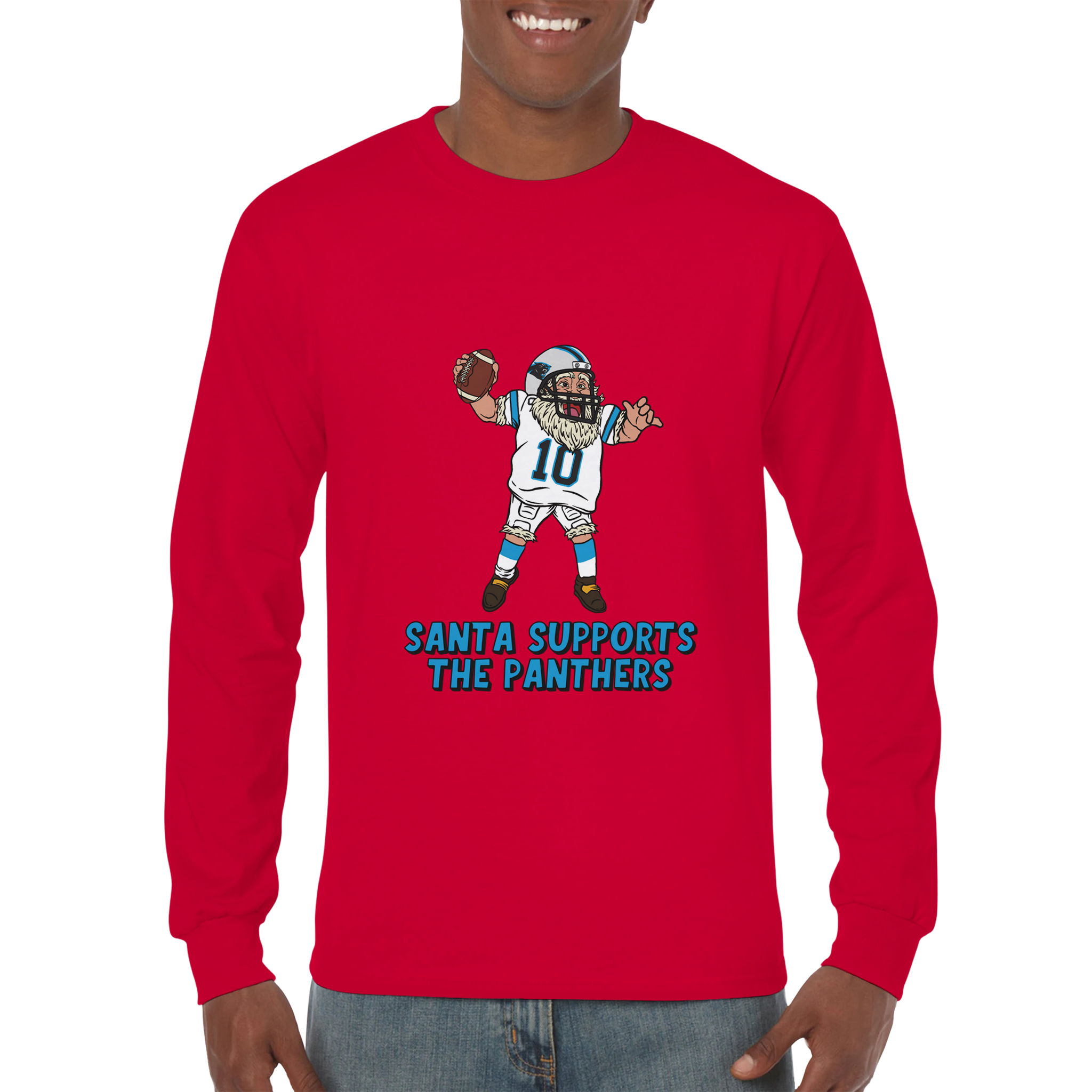 Carolina Panthers Unisex Longsleeve Santa T-shirt