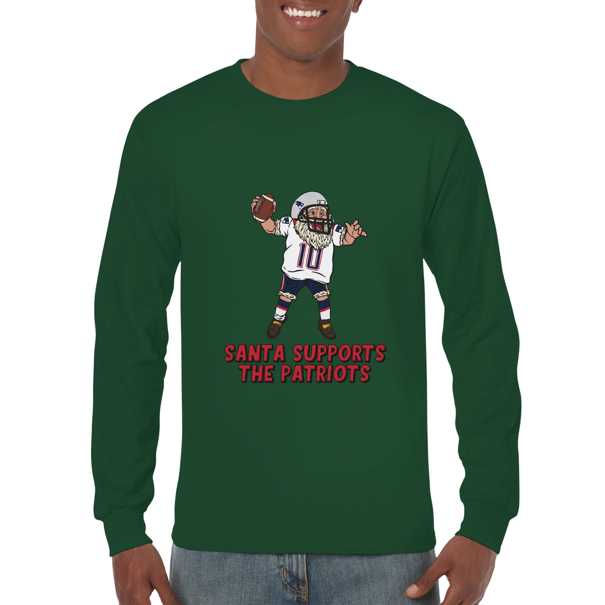 New England Patriots Unisex Longsleeve Santa T-shirt