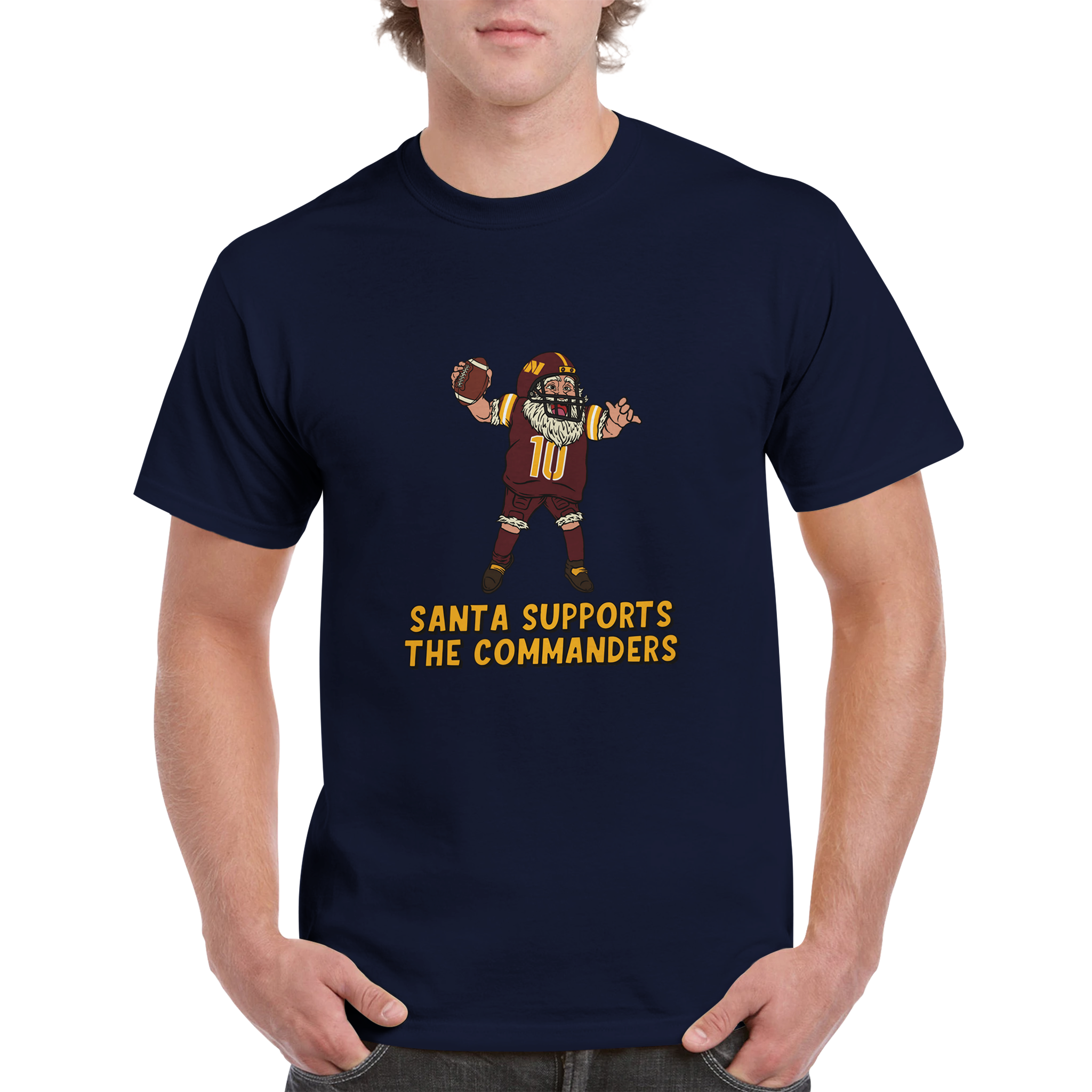 Washington Commanders Unisex Crewneck Santa T-shirt