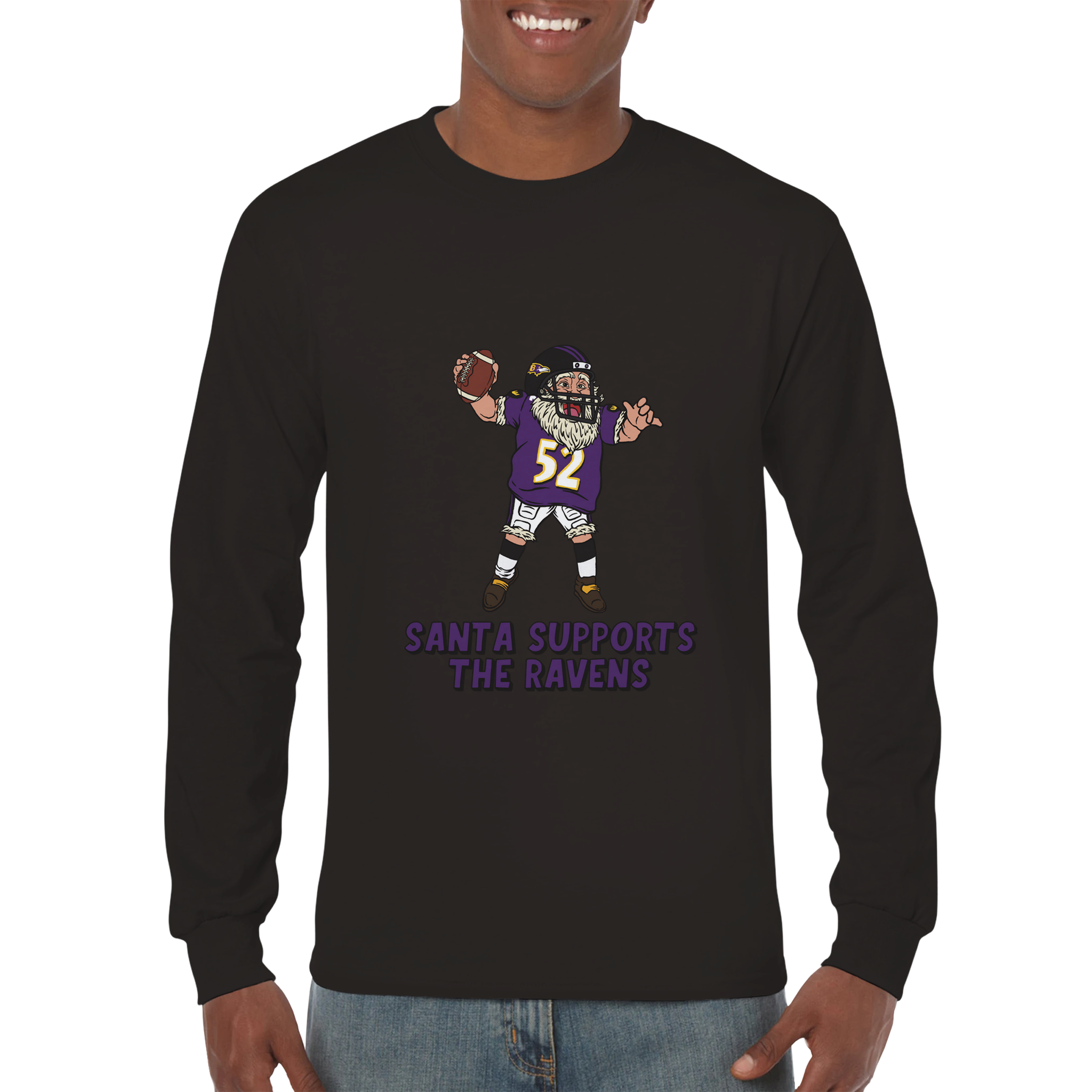 Baltimore Ravens Unisex Longsleeve Santa T-shirt