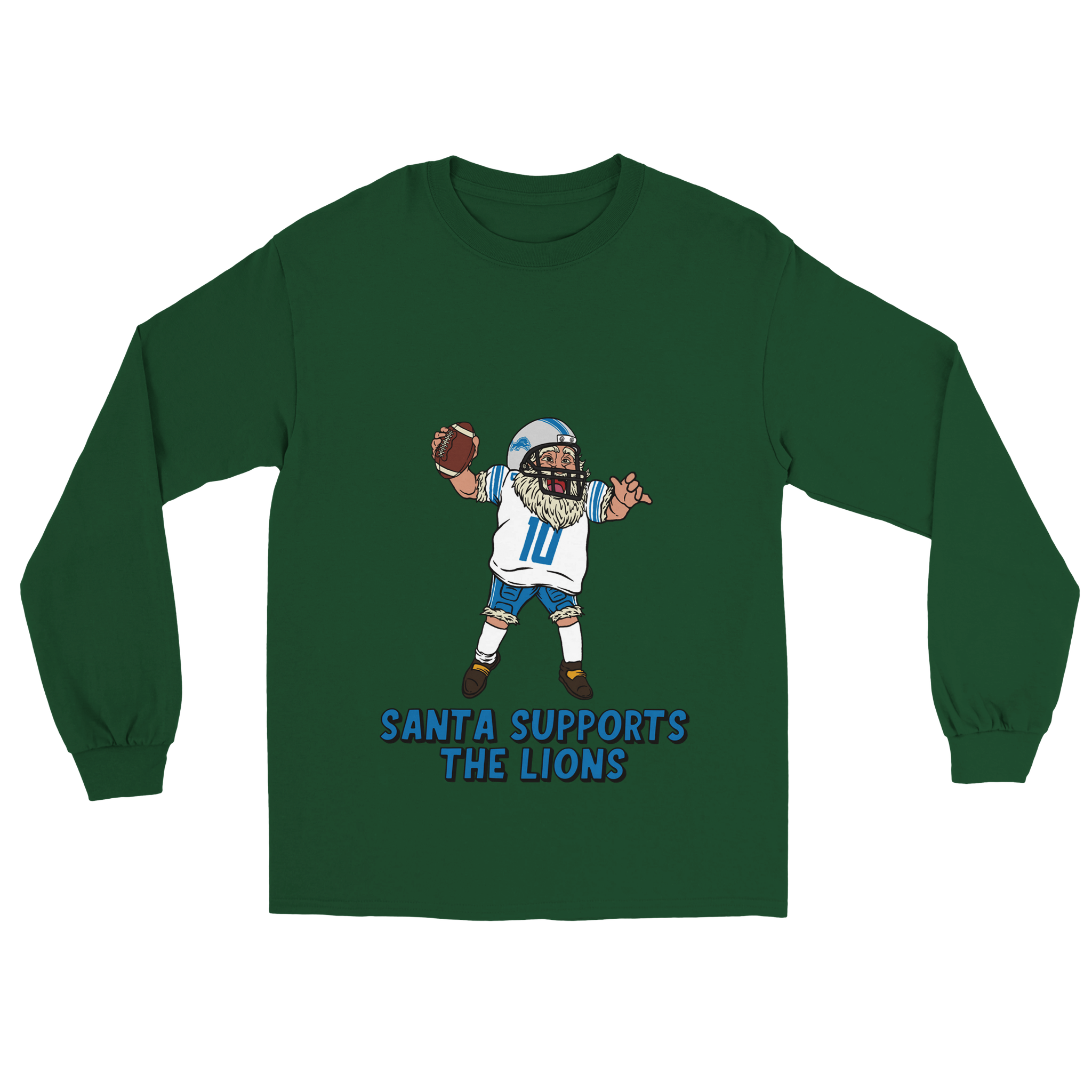 Detroit Lions Unisex Longsleeve Santa T-shirt