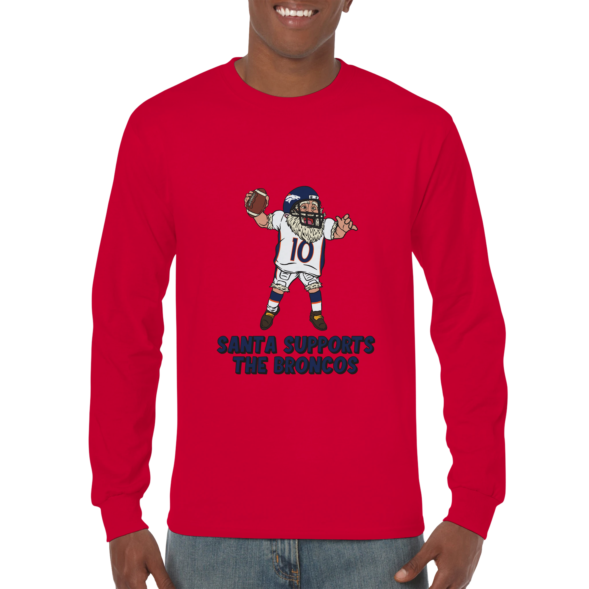 Denver Broncos Unisex Longsleeve Santa T-shirt