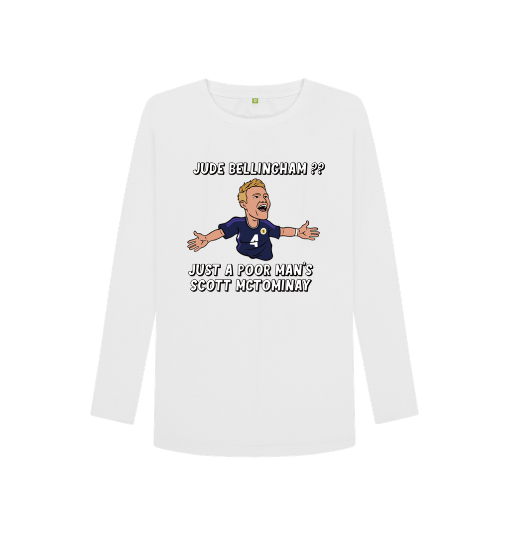 White Printed Long Sleeve T Shirt Front