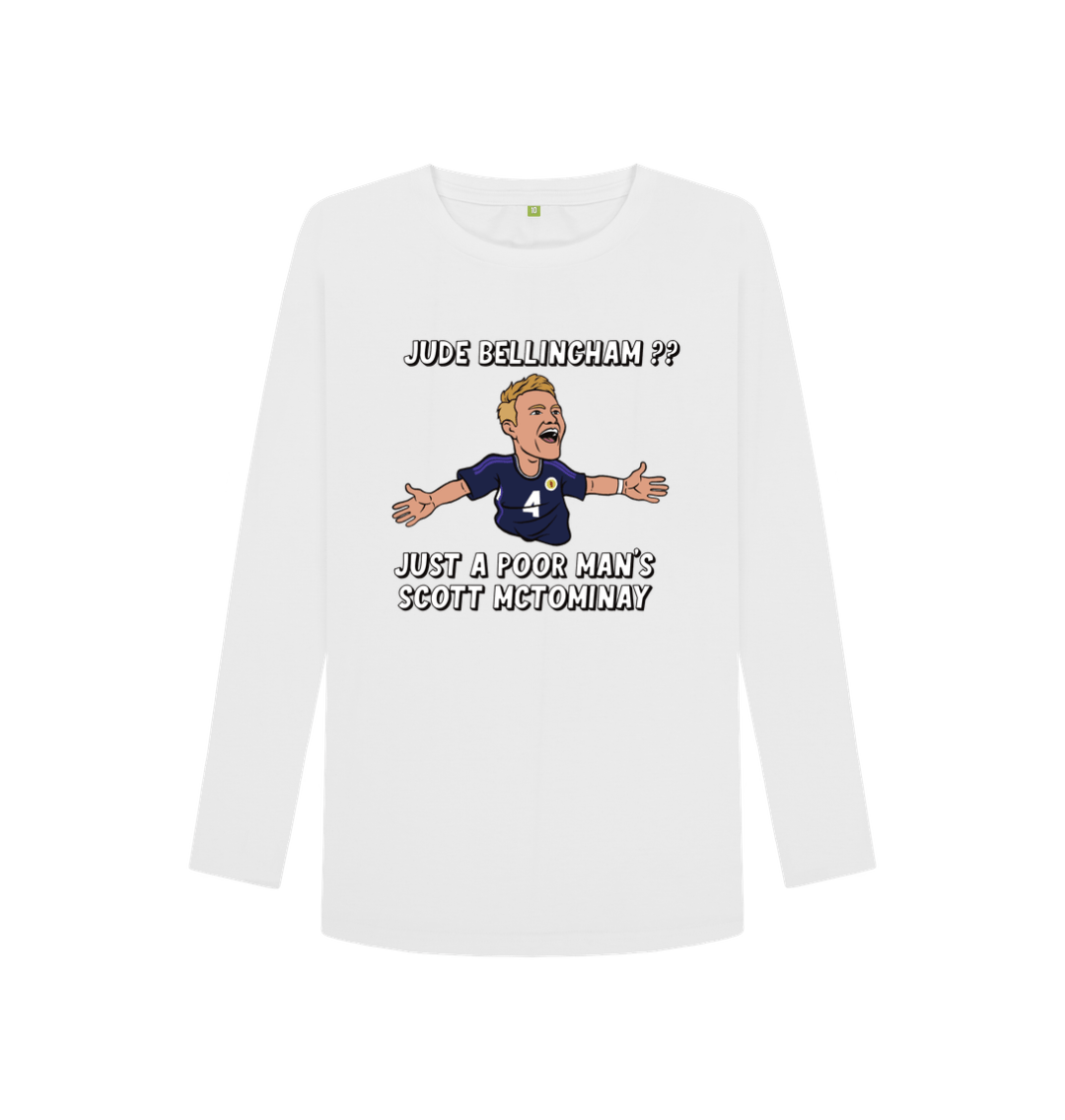 White Printed Long Sleeve T Shirt Front