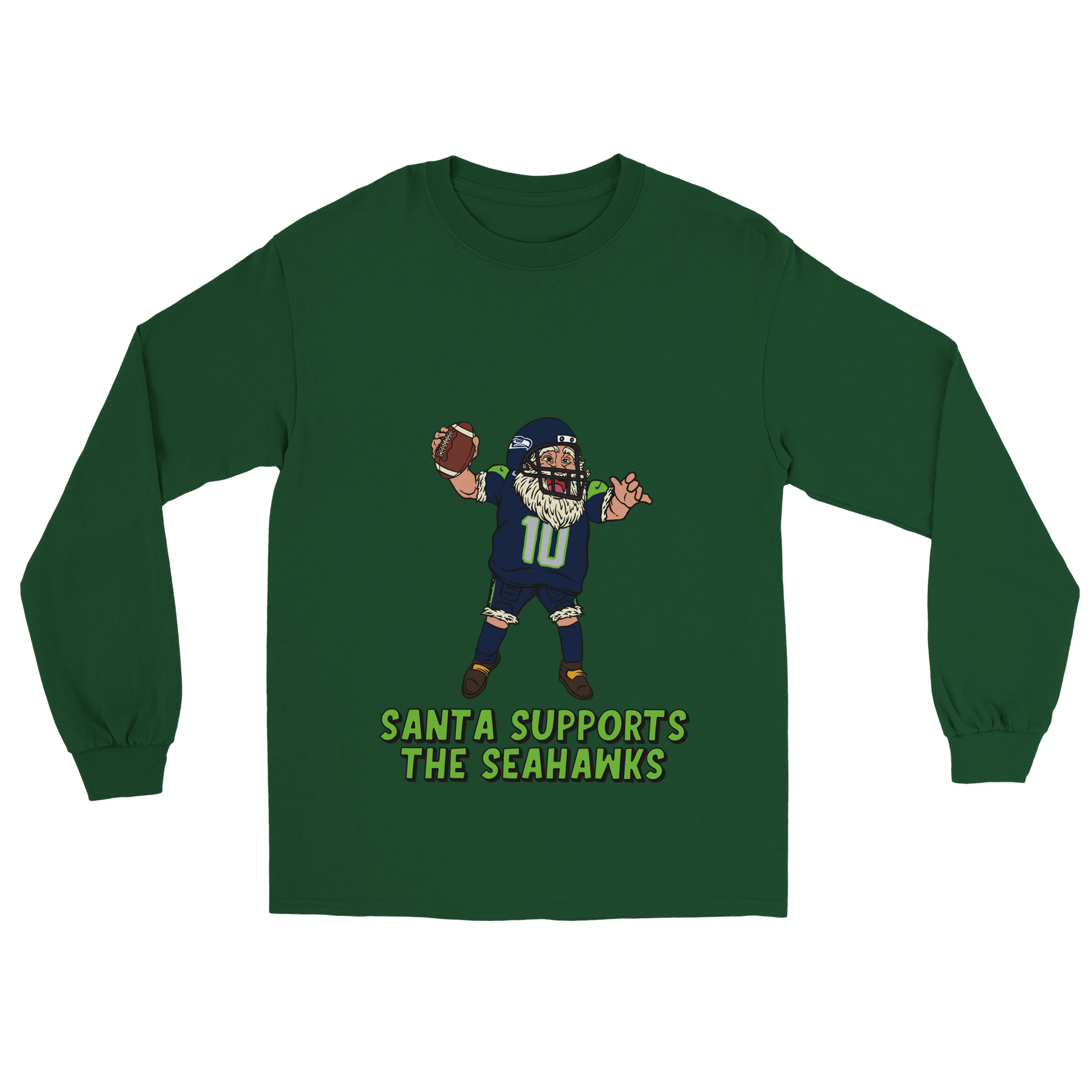 Seattle Seahawks Unisex Longsleeve Santa T-shirt
