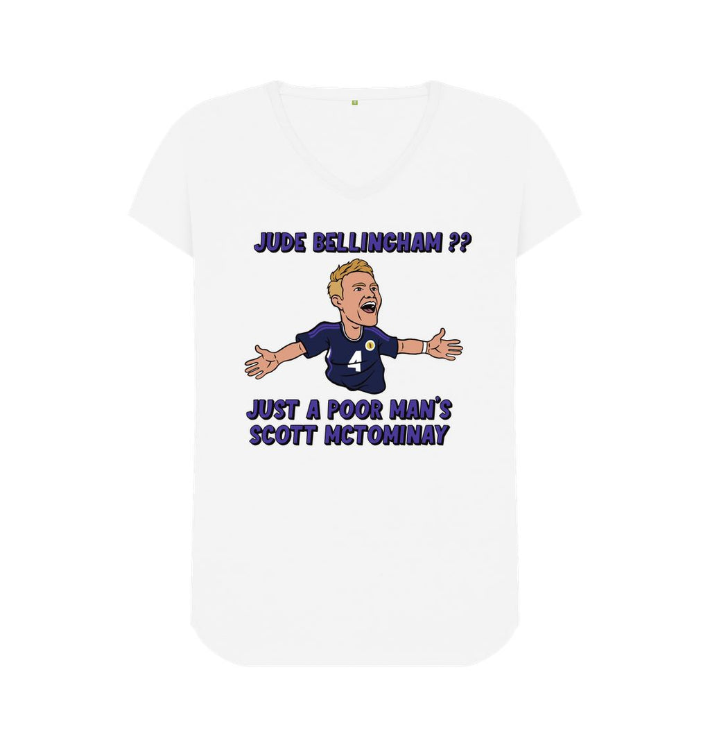 White Scotland Euro 2024 Ladies v-neck Scott McTominay T-shirt